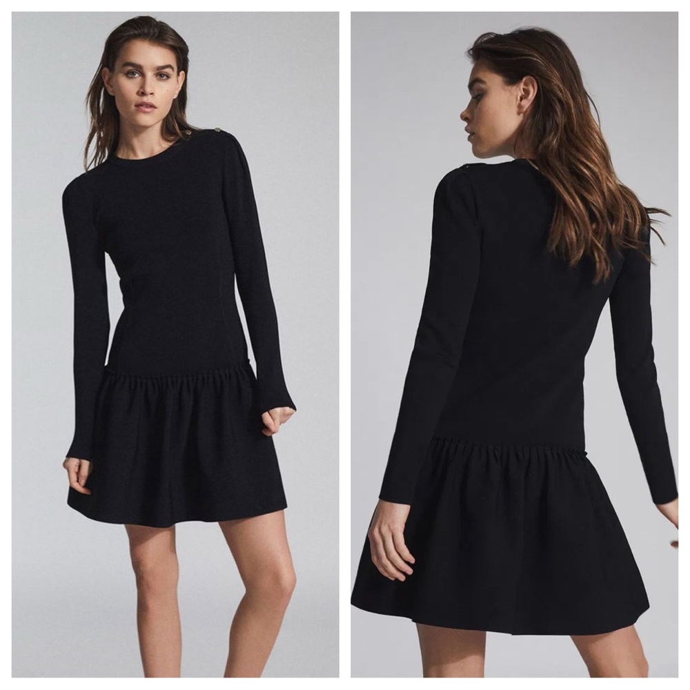Reiss Charlotte Knitted Ruffle Hem Dress - Picture 1 of 13